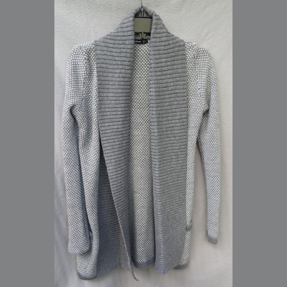 Cozy Gray Open Shawl Collar Sweater